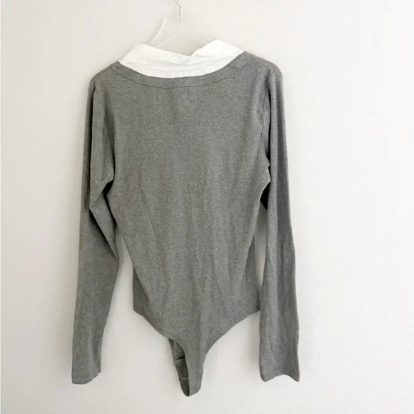 Anthropologie Pilcro Gray Collared Bodysuit - Picture 4 of 6